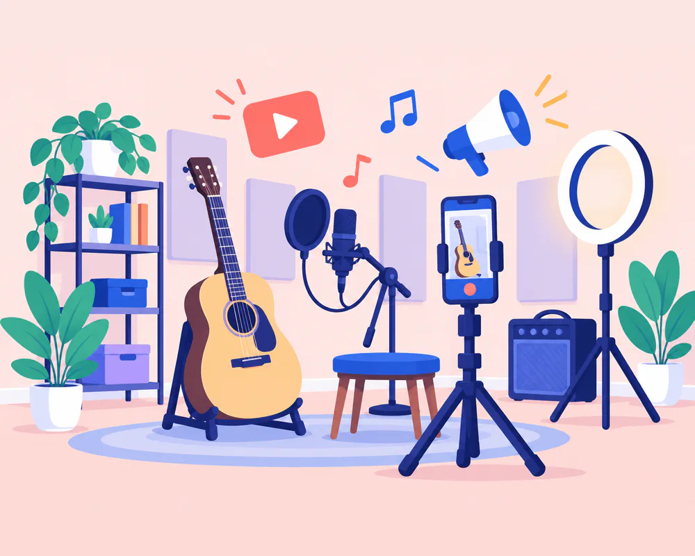 Illustration of a creator filming content for an official ad campaign