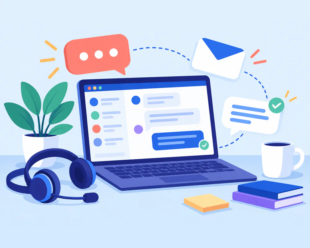 Illustration of a Tech N Byte team member replying to a message