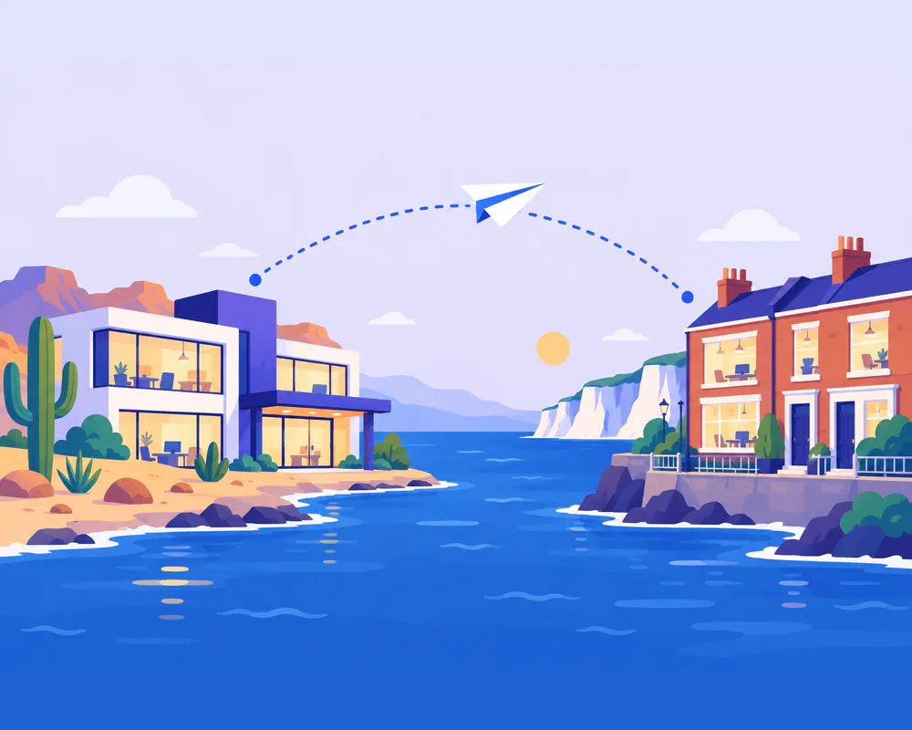 Illustration of the Tech N Byte offices in Albuquerque, USA and Ilford, UK