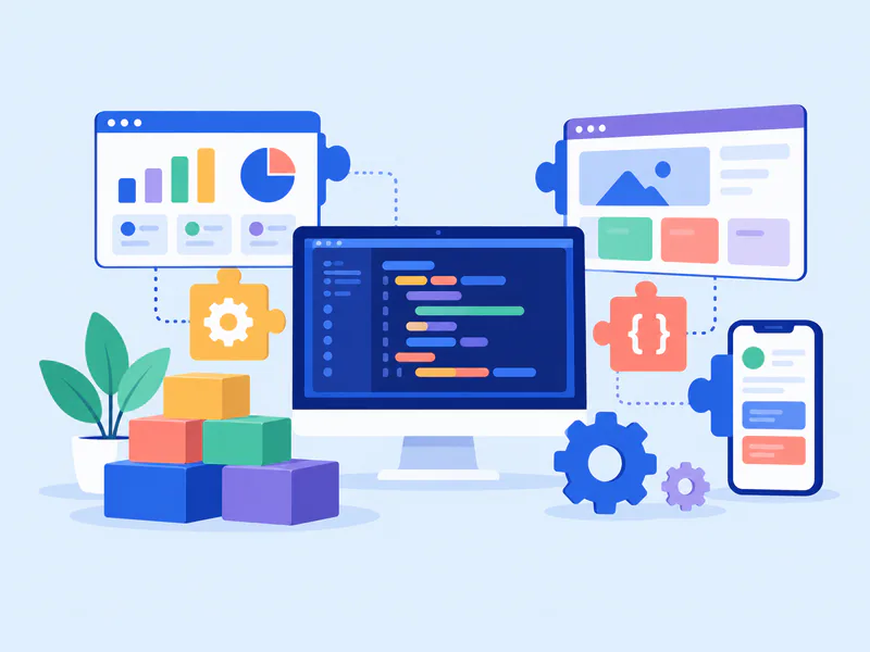 Illustration of developers building business software and websites