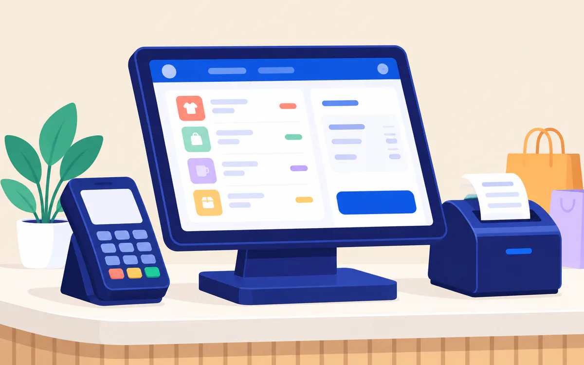 POS system checkout screen with barcode billing